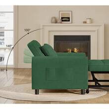 Asofer Sofa Bed Multifunctional Pull-Out Single Sofa 3-Level Adjustable Fabric Sofa With Side Pockets Folding Sofa For Small Living Room - Green - View 5