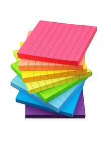 Colorful Lined Sticky Notes, Multi-Color Square Sticky Notes, Reusable Fluorescent Memo Pads, Lined Message Pads, 45 Sheets Per Color, Fluorescent 76X76MM Lined Sticky Notes, 8-Color Lined Reusable Sticky Notes, Creative Fluorescent Lined Sticky Notes, Office Stationery Sticky Notes, Reusable Lined Memo Paper - one-size - View 1