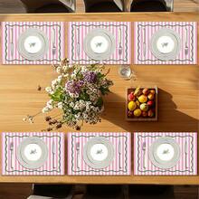 2pcs/4pcs/6pcs, Striped Pattern Kitchen Dining Table Tray Mat, Square Tray Mat, Table Mat, Holiday Table Decor, Seasonal Home Decor, Holiday Decor, Thickened Linen Material, Perfect For Holiday Dining Room And Kitchen Decor - Multicolor - View 8