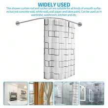 Stretchable Stainless L Shaped Pole Bathroom Corner Shower Curtain Rail Rack Rod - VJE0342 - View 5