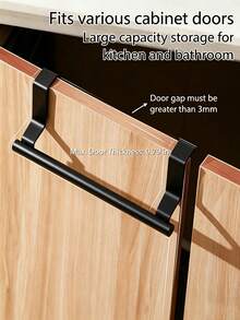 No Drill Single Bar Towel Rack, Cabinet Door Hanging Holder, Kitchen Storage Organizer - Multicolor - View 9