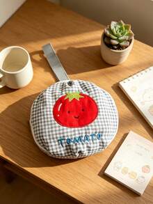 Cute Embroidered Underwear Storage Bag, Portable Round Travel Organizer Bag For Bras, Socks, Strawberry Pattern, Toiletries And Cosmetics Storage Bag With Handle - Multicolor - View 17