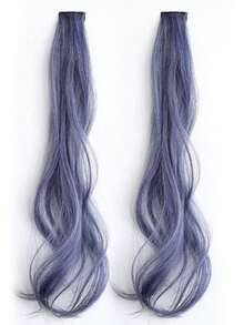Synthetic 2 Pieces/Set 50cm Colored Curly Hair Extensions, Water Wave Pink/Blue/Purple, Halloween/Christmas Wig - Multicolor - View 15