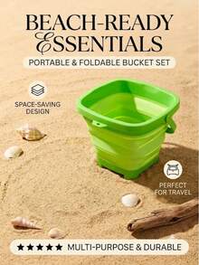 Portable Beach Bucket Trash Can Extra Large Size For Home Living Room Bedroom Office Paper Basket Back To School Season Essential Plastic Storage Bucket Travel Essential - Multicolor - View 3