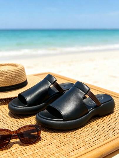 2026 Sandalias de suela gruesa cómodas de verano nuevas de moda casual para uso al aire libre con punta abierta y diseño de bloques de color estilo chino
