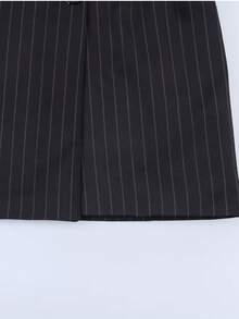 Spring/Autumn Fine Striped Dress Suit Black - Black - View 6