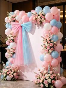 1pc Large Pink & Blue Gender Reveal Party Tulle Bow Decor - Oversized Bow Backdrop For Baby Shower Photo Area And Venue Centerpiece, Gender Reveal Party Supplies - Multicolor - View 3