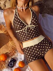 2026 Summer New Fashionable Polka Dot Print Bikini Set For Beach Party Vacation - Multicolor - View 3