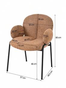 Goeurvant Modern Cloud-Style Wool-Linen Upholstered Dining Chairs With Rounded Arms And Wide-Back Support For Dining Room, Living Room, Office - Set Of 2 / Set Of 4 / Set Of 6-Brown Chenillie - 棕色 - 查看 9