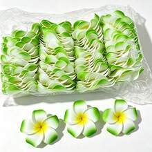 50/100入 白色黃色扶桑花夏威夷花朵人造花，DIY手工、婚禮派對裝飾、海灘髮飾、波希米亞風花卉印花不織布 - 彩色 - 查看 9