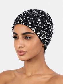 1pc Women's Handmade Crochet Sequin Hair Net Hair Cover Fishnet Sequin Hat Suitable For Daily Use - Multicolor - View 5