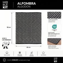 KIWI MOBLEKIT | Cotton Rug 60x90 Cm Black With Geometric Design, Living Room And Bedroom Rug, Soft 100% Cotton Fabric, OEKO-TEX Standard 100 Certified, Nordic Style - Black Op2 - View 6