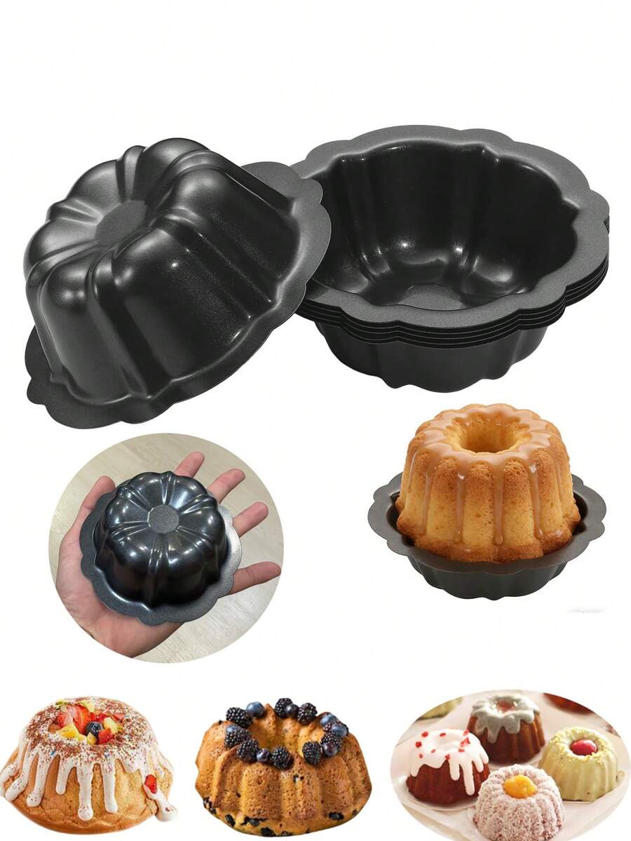 Non-Stick Wavy Cake Mold, Carbon Steel Baking Cup Mold, Suitable For Cakes, Bavarois Mousse, Brownies, Cupcakes, Pudding And Canelés, Easy Release, Reusable, Easy To Clean, Oven