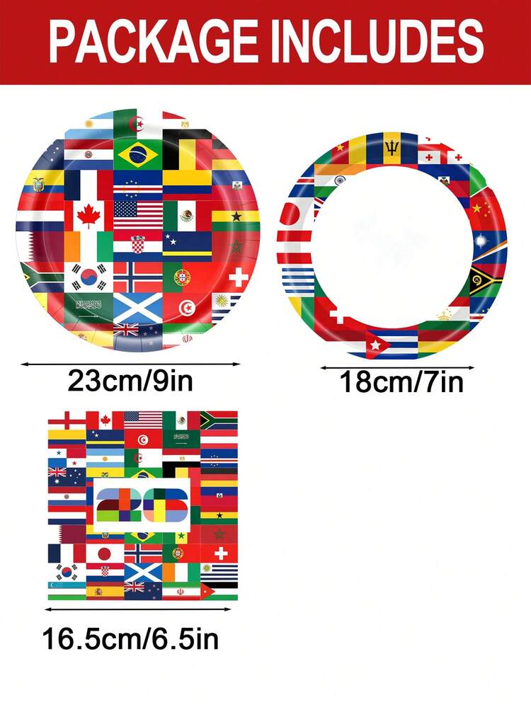 10pcs/16pcs World Cup Theme Party Tableware, International World Flag Tableware Set Including Plates And Napkins, 2026 Football Championship Plates And Cups Tableware, Disposable Tableware Suitable For 2026 World Cup Fan Party, Suitable For School, Sports Events, Opening Ceremonies, Parties, Cupcakes, Desserts, Plates, Travel, Retirement Party Supplies Sports Theme Party Table Decoration - Multicolor - View 2