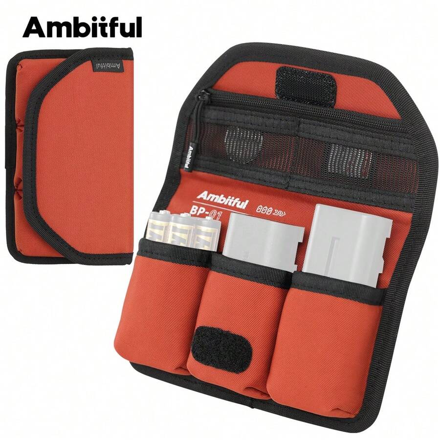 Ambitful BP01-A Battery Storage Carrying Bag, Portable Storage Box, Suitable For NP-F Batteries, Chargers And Photography Accessories