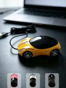 Car-Shaped Wired Optical Mouse With LED Headlight Lighting, USB Plug And Play Driver-Free, Ergonomic Colorful Mini Desktop Mouse For Laptop, Desktop Computer, Office And Study - View 1