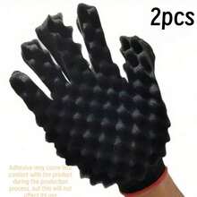 Curly Hair Sponge Gloves, Magic Curl Scissors Twist Sponge Glove Brush, Black Hair Brush Sponge For Men's Curly Hair, African Natural Hair, Gift, Hair Styling Accessories, Hair Styling Tools - Multicolor - View 16