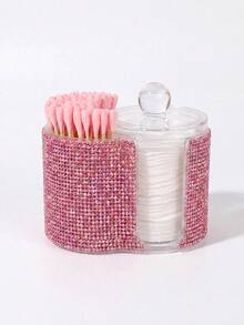 2-In-1 Rhinestone Plastic Storage Box, Desktop Makeup Organizer With Dual Round Compartments, Transparent Cosmetic Storage Box With Double Grid Design - Modern Vanity Storage Box With Lid, Bathroom Sink Organizer, Suitable For Makeup Brushes, Lipsticks, Beauty Tools - Multicolor - View 6
