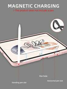 1本筆記備忘錄墊 粉色彩繪平板保護殼，相容 iPad Mini6/7/Air/Air2/9.7/10.2/10.5/10.9 (Air4-Air8)/Pro 11/10th Gen/A16/Pro 11 2024，可折疊平板保護殼 壓克力背殼 8段式支架 磁吸休眠/喚醒 內置筆槽，不含筆，部分機型附相機框 - 粉色 - 查看 7