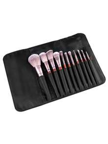 11pcs Premium Makeup Brush Set Nylon Bristles Suitable For All Skin Types, Durable Handle - Foundation, Blush, Contour, Powder, Highlighter Professional Makeup Tools With Storage Bag - Multicolor - View 4