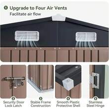 Aoxun Heavy Duty Galvanized Metal Outdoor Storage Shed - Multi-Size, Multi-Material, Included Base, Lockable Door, Sloped Roof, Water Resistant - Fishing, Grilling, Poolside, Garden Storage Organization Solution - 6x4FT - Brown(1 Packages) - View 6