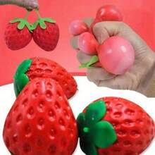New Stress-Relieving Strawberry-Shaped Squeeze Ball, A Squeeze-And-Rebound Toy For Stress Relief. - Multicolor - View 1