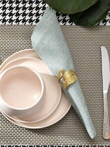 36/48pcs Leaf-Shaped Gold Napkin Rings, Shiny Metal Napkin Rings Table Decor, Fashionable Autumn Napkin Rings Bulk, Suitable For Christmas, Easter, Wedding, Party, Elegant Table Setting - Gold 1 - View 2