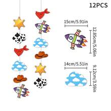 Story Birthday Party Banner, 6/12/24pcs Cartoon Pattern With Durable Fishing Line, Western Space Theme Party Decoration, Toy Birthday Decor, Bedroom Decoration - A - View 6