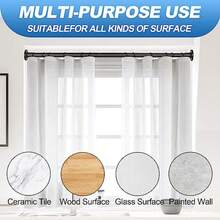 Shower Curtain Rod 31 To 80 Inch, 1 Inch Diameter Heavy Duty Adjustable Spring Tension Stainless Steel Telescopic Rod No Drilling, Easy Install - Black - View 5