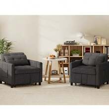 Asofer Sofa Bed Multifunctional Pull-Out Single Sofa 3-Level Adjustable Fabric Sofa With Side Pockets Folding Sofa For Small Living Room - Dark Grey - View 6