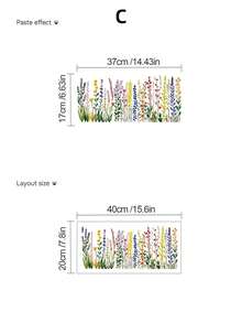 Watercolor Wildflower Baseboard Wall Stickers, PVC Waterproof Removable Self-Adhesive Paper, Tulip And Lavender Floral Long Strip Stickers, Countryside Ins-Style Kitchen And Bathroom Corner Cover-Up, Spring Rental Home And Airbnb DIY Soft Decoration - Wall Stickers - View 14