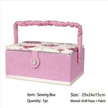 Floral Striped Sewing Basket, Fabric Sewing Accessories Storage Box,Portable Fabric Sewing Box With Handle, Multi-Size Storage Organizer For Sewing Accessories - Multiple Specifications - View 12