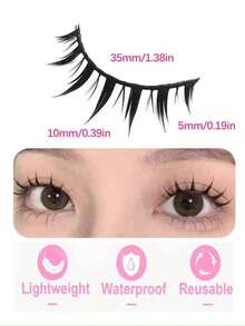 10 Pairs Natural Cartoon Style 3D Faux Mink False Eyelashes, Soft & Lively Natural Realistic, Strip Lash Extensions - Black - View 5