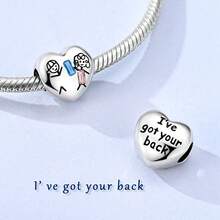 1Pc Silver Plated Family Mom Dad Sister Heart Charm For Bracelet Necklace Pendant Beads For Diy Jewelry Making Thanksgiving Day Gift For Lover - Silver - View 6