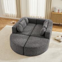Modular Sofa With Sleeper Function, Cloud Couch, Chenille, Black - 黑色四座 - 查看 6