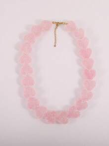 1 Peça Colar Pingente com Contas em Formato de Coração de Cor Doce e Fofa, Banhado a Ouro 18K, Adequado para Festa e Uso Diário, Presente para Esposa, Mãe, Namorada, Joias Femininas - Multicolorido - Visão 10