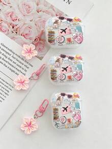 Airplane Painted Transparent Pendant Fashion Bluetooth Earphone Case Compatible With S4 Protective Case Apple Wireless Bluetooth Earphone Shell Glossy Pro2 Full Coverage Pods 31/2/3 Generation Protective Case Pro Anti-Drop Soft Shell - Multicolor - View 3