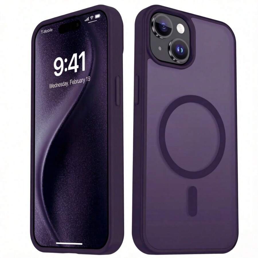 磁吸磨砂手機殼，適用於 iPhone 13 15 14 16 17 11 12 Pro Max Plus 17e 16e，防震保護殼 - 紫色 - 查看 1