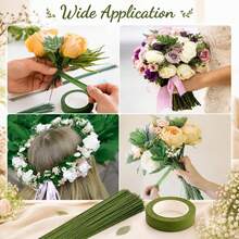 200 Pieces Of 22 Gauge Dark Green Floral Wire With 1 Roll Floral Tape Kit, 16 Inches Length &Amp; 003 Inch Diameter, Suitable For Flower Arrangements - White - View 5