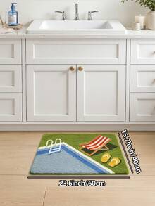 1pc Bathroom Floor Mat Carpet, Flocked Flocked Comfortable Foot Feel, Summer Pool Beach Bath Mat, TPR Backing Anti-Slip, Kitchen, Outdoor, Indoor, Hallway, Bedroom, Living Room, Bedside Rug, Machine Washable Easy To Clean, Bedroom Bathroom Decor - Multicolor - View 14