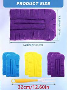 1/2/4pcs Dust Duster Replacement Pads, Washable Handheld Duster Cloth Covers, Pet Hair/Lint Capture Cleaning Pads, Suitable For Home Furniture And Car, Dry And Wet Use Dusting Wipes, 3 Colors Blue Purple Yellow Dust Cleaning Heads - Multicolor - View 4
