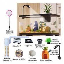 16l Kit Acuario Pecera Tanque 4en1 Peces Con Bomba Luz Led Negro - Albaricoque - Ver 2