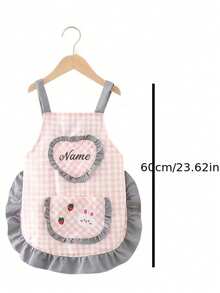 1pc Personalized Cute Apron - Embroidered With Name, With Pockets And Cartoon Rabbit Pattern | Unique Milestone Gift For Little Chefs And Little Artists | Handmade Keepsake, Perfect Gift, Birthday Gift, Aesthetic - Multicolor - View 7