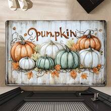 1pc Contrast Color Pumpkin Maple Leaf Wood Grain Rectangular Rug, American Country Style, Halloween, Doormat, Small Rug, Welcome Mat, Outdoor Doormat, Kitchen Rug, Front Door Mat, Garden Rug - Multicolor - View 6