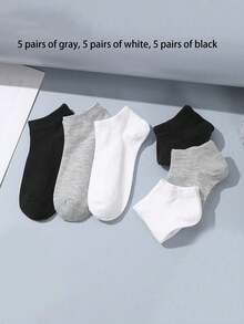 3/10/15/20 Pairs Men's Black And White Summer Invisible Short Socks Simple Practical Multifunctional - B - View 19