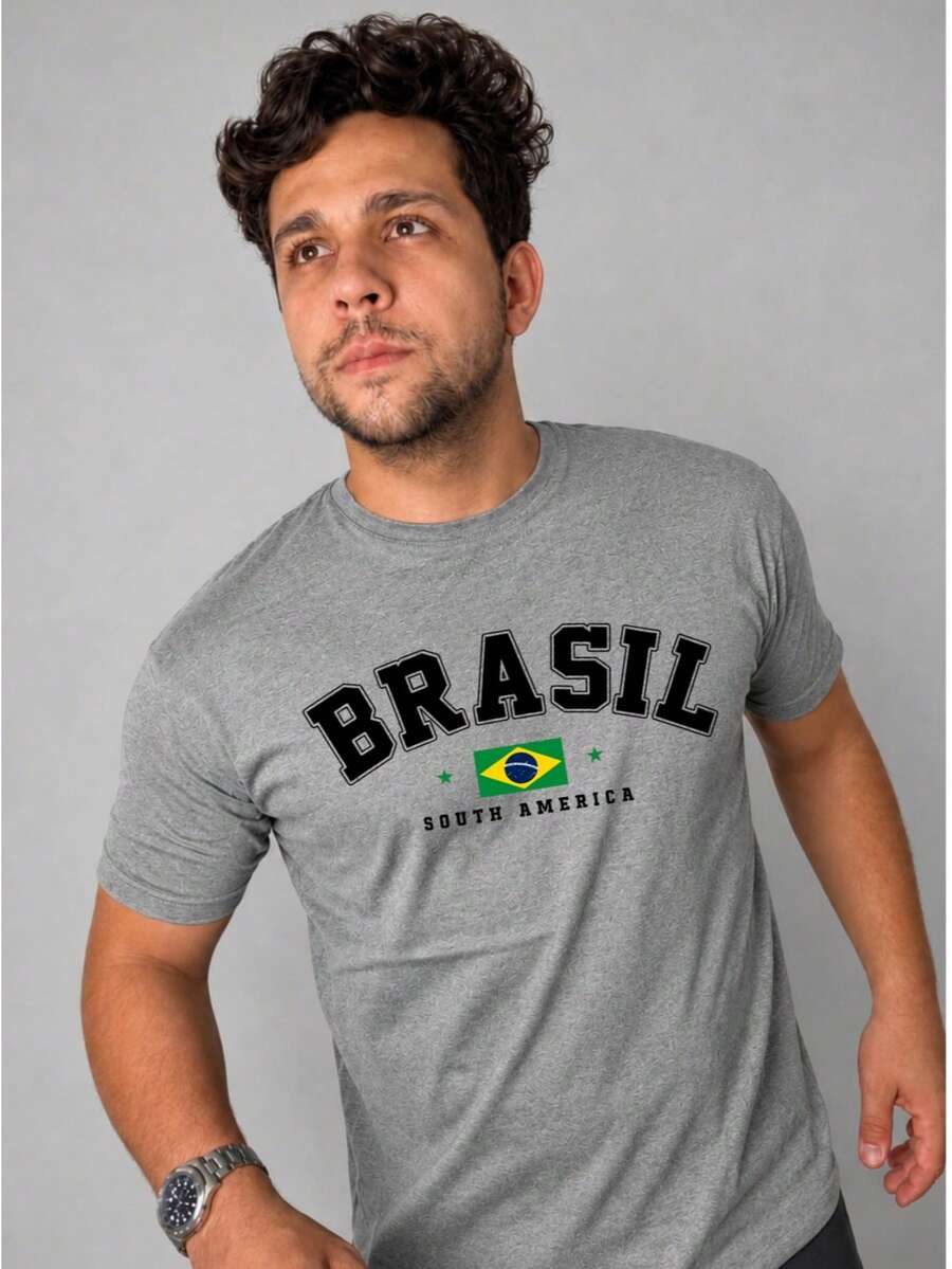 Men Plus Size T-Shirts - 灰色 - 查看 1
