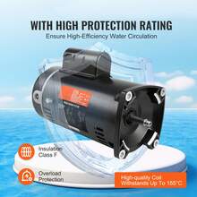 Motor de bomba de piscina    de , estructura 56J, 115 V (8 A)/230 V (4 A), 3450 RPM, 60 Hz, factor de servicio 1,5, condensador de 80 μF/250 V, motor de repuesto con brida redonda y rotación en sentido antihorario. - 0.75 CV - Ver 5