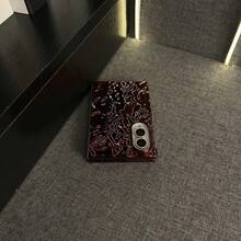 奢華酒紅色電鍍百褶手機殼，相容 Galaxy Z Fold8 ZFold8 Fold8 背蓋，相容 iPhone Duo 手機殼 - 酒紅 - 查看 6