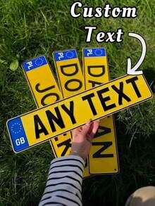 1pc Customized Text License Plate Sign, EU License Plate Door Plaque Wall Decor, Garage Decor, Man Cave Accessories - Multicolor - View 12