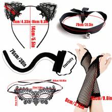Animal Headband Halloween Cat Ear Headband Cute Plush Tail Costume Set - Multicolor - View 4